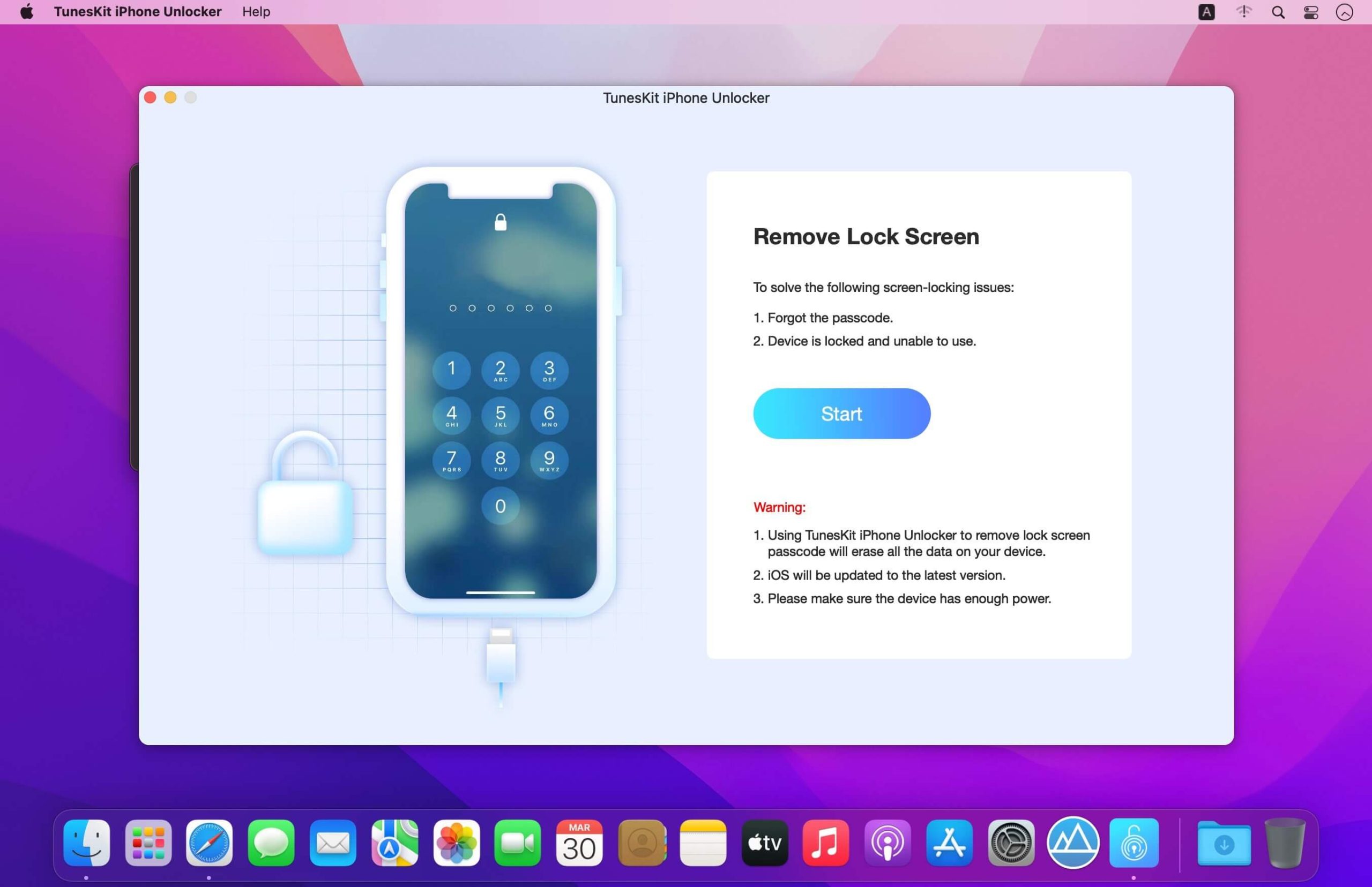 TunesKit iPhone Unlocker For Mac v2.7.0.16 Best iPhone iCloud and Pattern Unlocker Software TunesKit iPhone Unlocker For Mac with keys